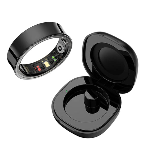 R09 Smart Ring Men Women with Charging Case Heart Rate Blood Oxygen 5ATM Waterproof Smartring for Xiaomi Samsung Android IOS
