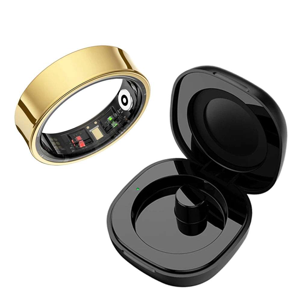 R09 Smart Ring Men Women with Charging Case Heart Rate Blood Oxygen 5ATM Waterproof Smartring for Xiaomi Samsung Android IOS